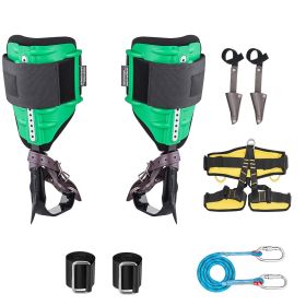 Tree Climbing Spikes Set, Height-Adjustable Tree Climbing Gear with Straps & Spike Protectors, 350 lbs Load Capacity (Leg Rod Material: Steel, Tie Style: Full-Protection Model)