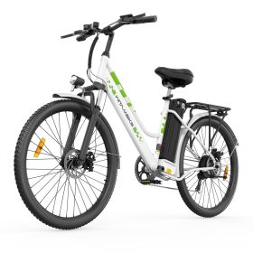 WITAMBIKE 26" Electric Bike for Adults, Removable Battery, 7-Speed Derailleur Ebike Commute MTB (Color: White)